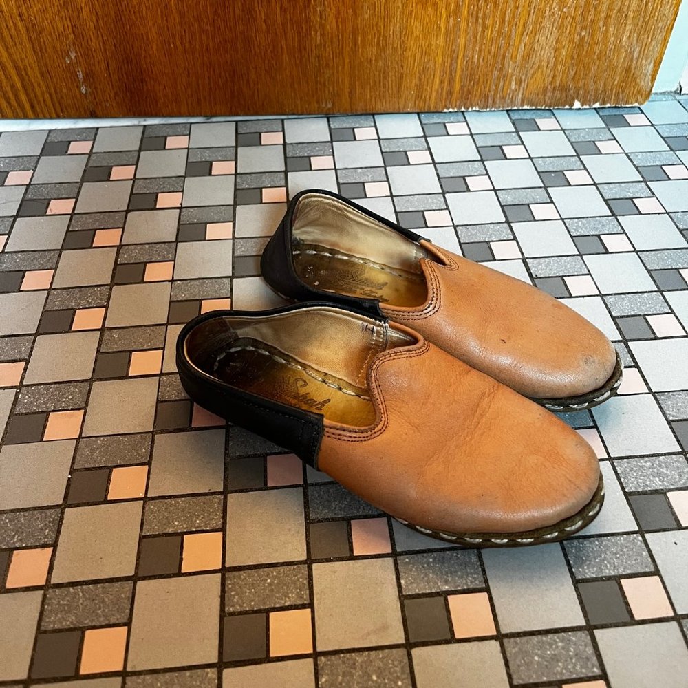 Sabah turkish leather shoes, black and tan sz 37